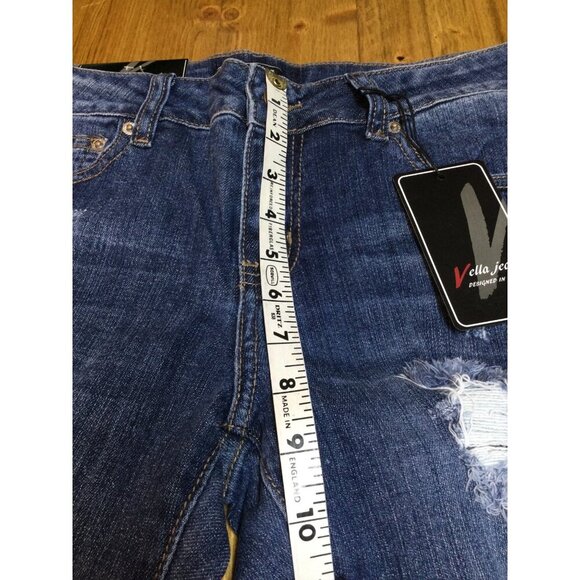 Vella Jean Womens Distressed Skinny Jeans Size 7 Cotton Blend Blue Stretch - Picture 8 of 9